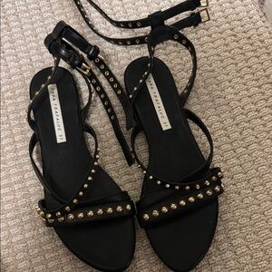 Zara Black Studded Sandals with Ankle Strap